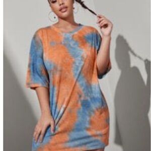 Tie-dye blue and orange oversized tee